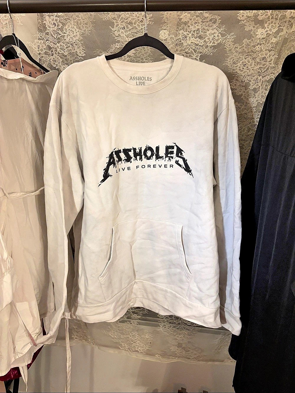 Assholes Live Forever Long Sleeve Graphic Crewneck White XL *RARE*